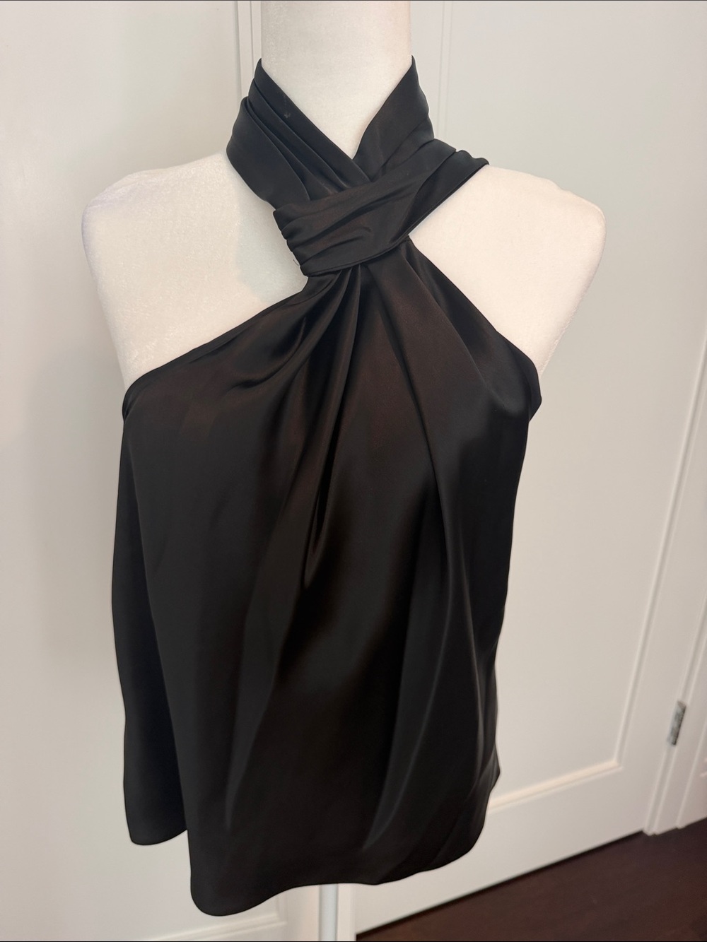 Milly NWT Jen Black Satin Halter Top Size Large